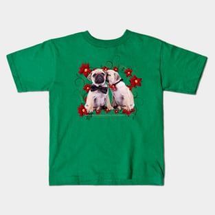 Pugs & Pointsettias Kids T-Shirt